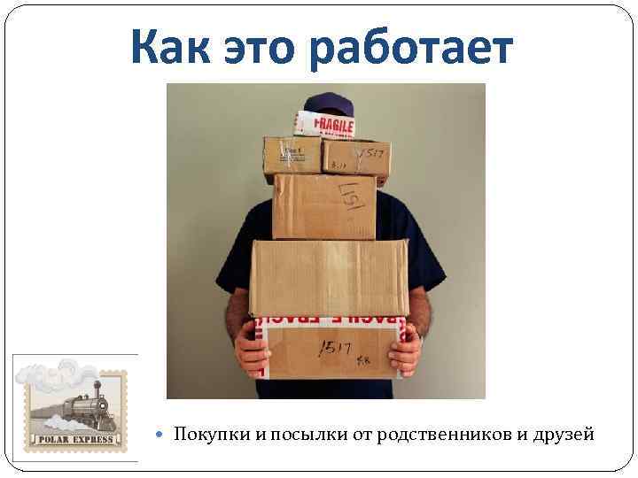 Как это работает Покупки и посылки от родственников и друзей 