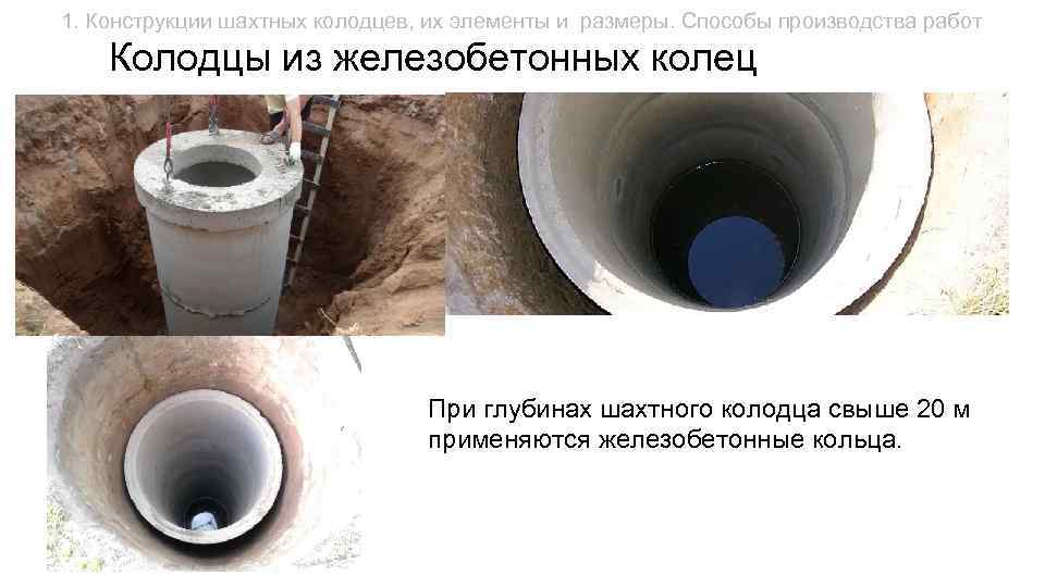 1. Конструкции шахтных колодцев, их элементы и размеры. Способы производства работ Колодцы из железобетонных