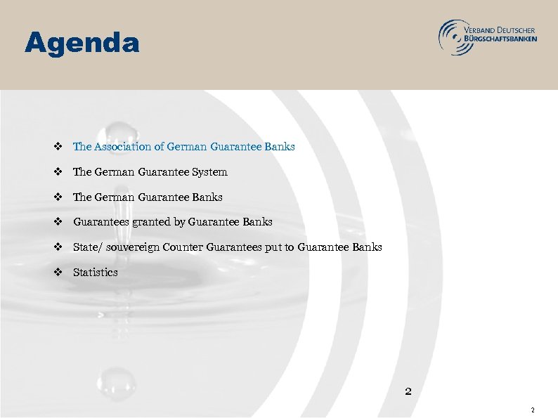 Agenda v The Association of German Guarantee Banks v The German Guarantee System v
