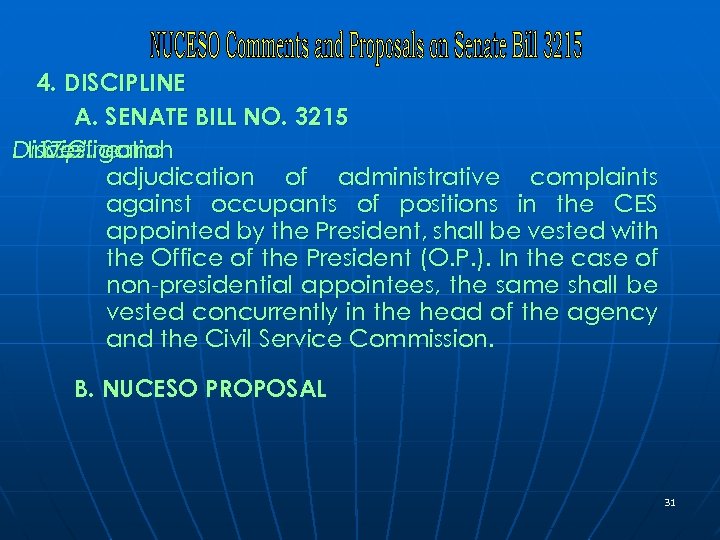 4. DISCIPLINE A. SENATE BILL NO. 3215 Disciplineand Investigation 17. – SEC. . adjudication