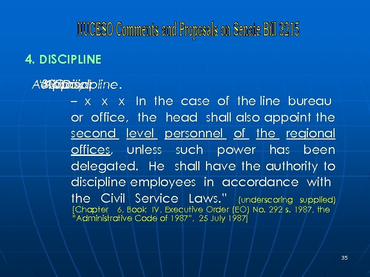 4. DISCIPLINE Authority “SEC. 4. 4. Discipline. 30. to Appoint and – x x