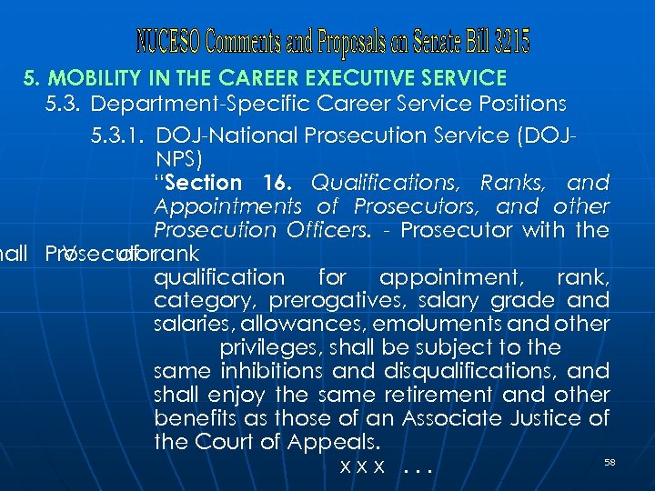 5. MOBILITY IN THE CAREER EXECUTIVE SERVICE 5. 3. Department-Specific Career Service Positions 5.