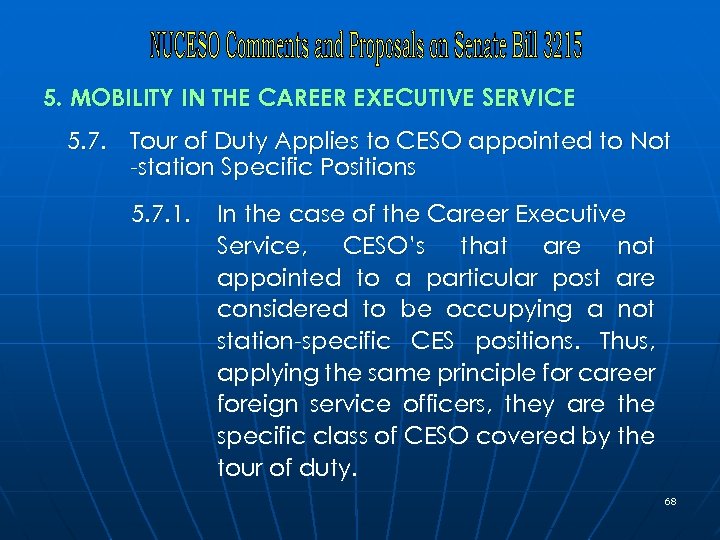 5. MOBILITY IN THE CAREER EXECUTIVE SERVICE 5. 7. Tour of Duty Applies to