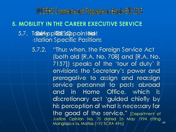 5. MOBILITY IN THE CAREER EXECUTIVE SERVICE 5. 7. Tour Duty CESO of. Applies