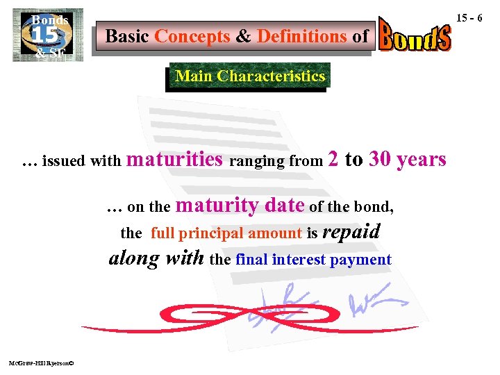 Bonds 15 & SF 15 - 6 Basic Concepts & Definitions of Main Characteristics