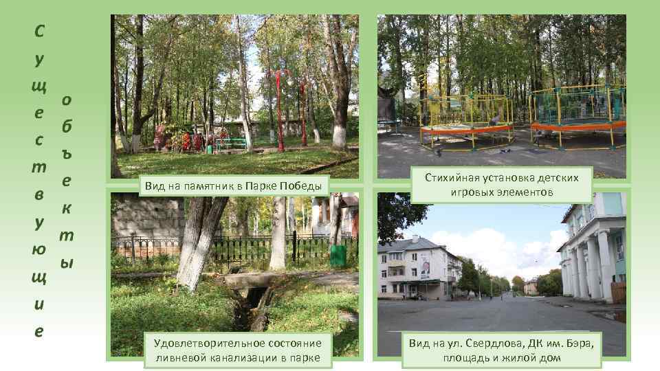 Вид на памятник в Парке Победы Удовлетворительное состояние ливневой канализации в парке Стихийная установка