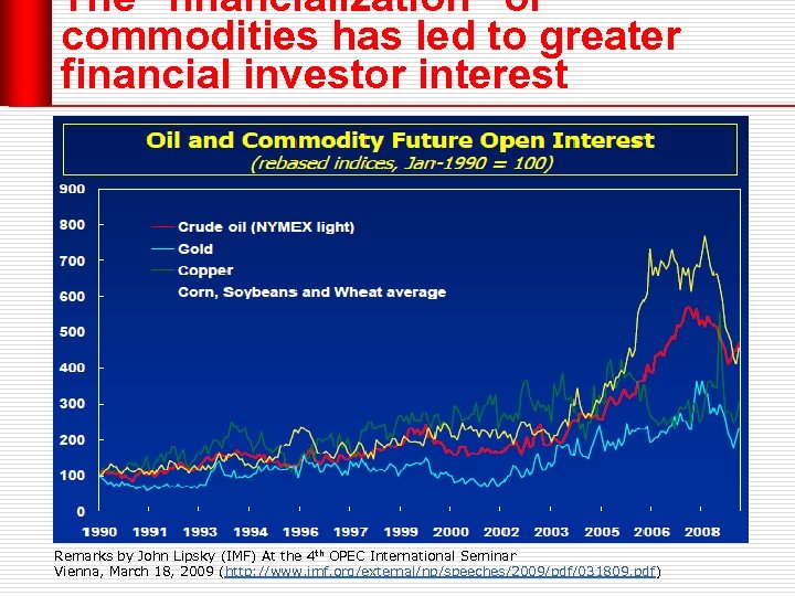 The “financialization” of commodities has led to greater financial investor interest Remarks by John