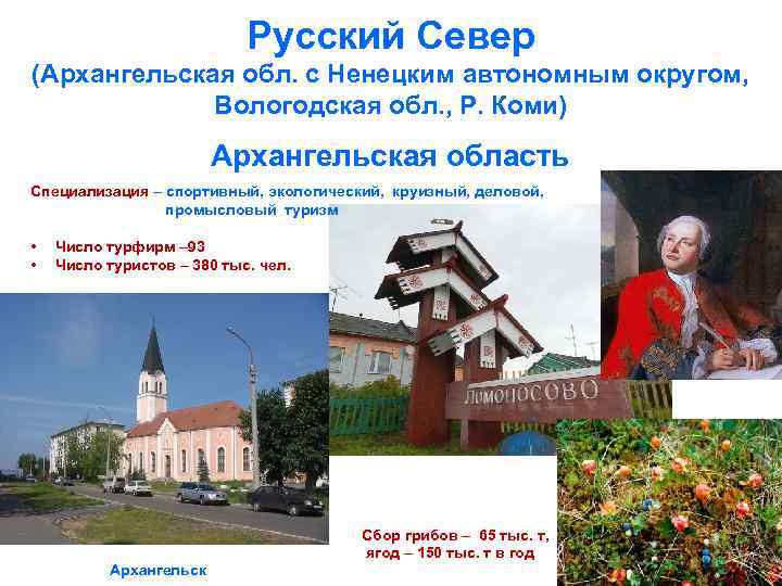 Русский Север (Архангельская обл. с Ненецким автономным округом, Вологодская обл. , Р. Коми) Архангельская