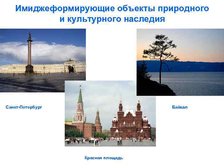 Имиджеформирующие объекты природного и культурного наследия Санкт-Петербург Байкал Красная площадь 