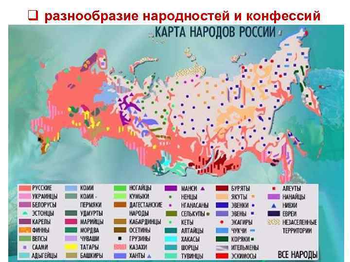q разнообразие народностей и конфессий 