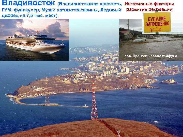 Владивосток (Владивостокская крепость, Негативные факторы ГУМ, фуникулер, Музей автомотостарины, Ледовый развития рекреации дворец на