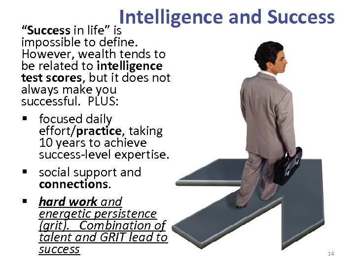 Intelligence and Success “Success in life” is impossible to define. However, wealth tends to