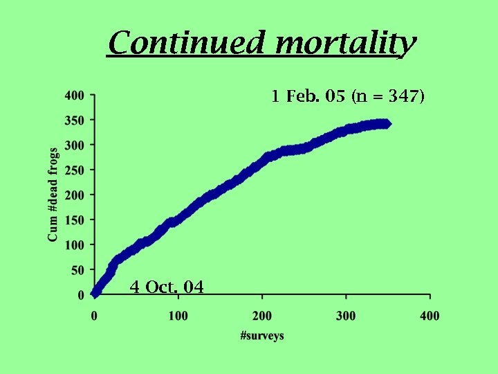 Continued mortality 1 Feb. 05 (n = 347) 4 Oct. 04 