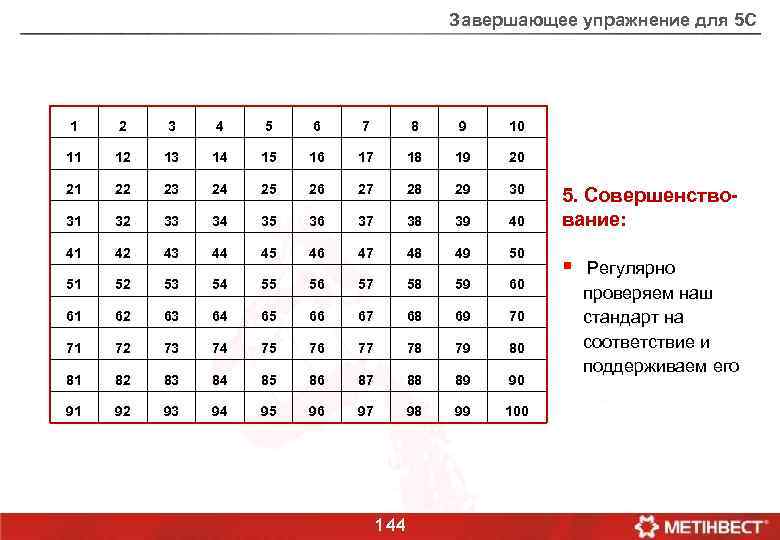 Завершающее упражнение для 5 С 1 2 3 4 5 6 7 8 9