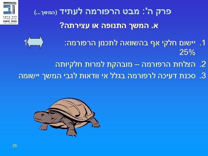  פרק ה': מבט הרפורמה לעתיד )המשך. . . ( א. המשך התנופה או