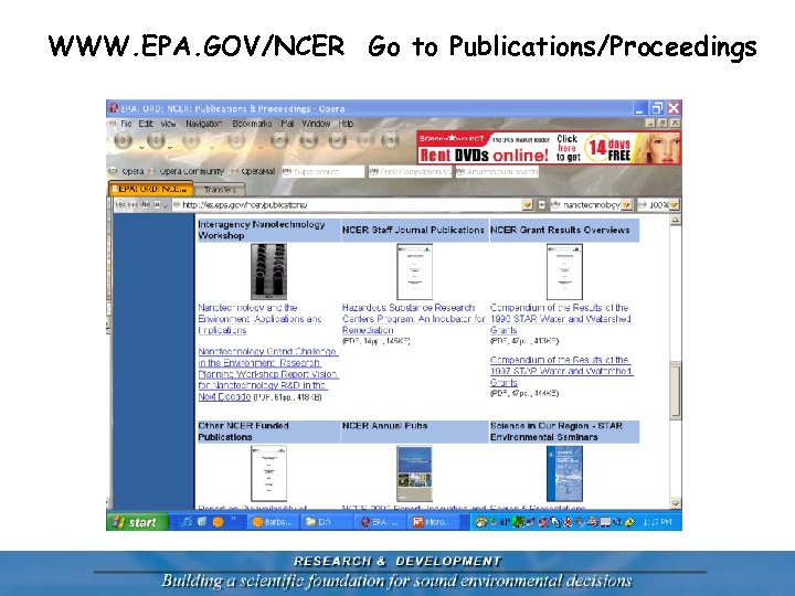 WWW. EPA. GOV/NCER Go to Publications/Proceedings 