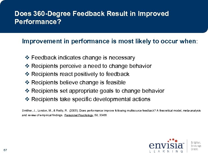 Does 360 -Degree Feedback Result in Improved Performance? Improvement in performance is most likely