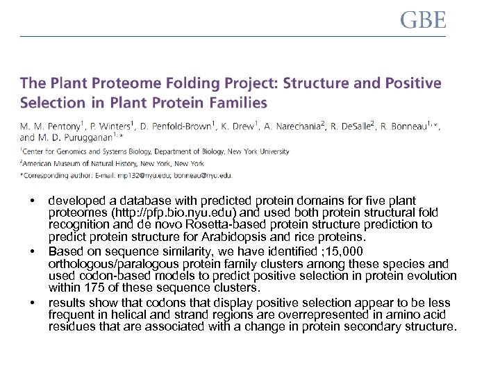  • • • developed a database with predicted protein domains for five plant