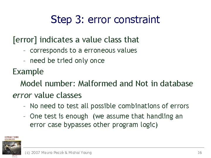 Step 3: error constraint [error] indicates a value class that – corresponds to a