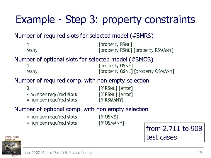 Example - Step 3: property constraints Number of required slots for selected model (#SMRS)