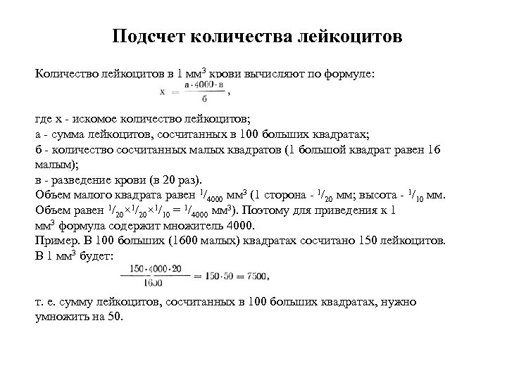 Количество лейкоцитов в 1 мл