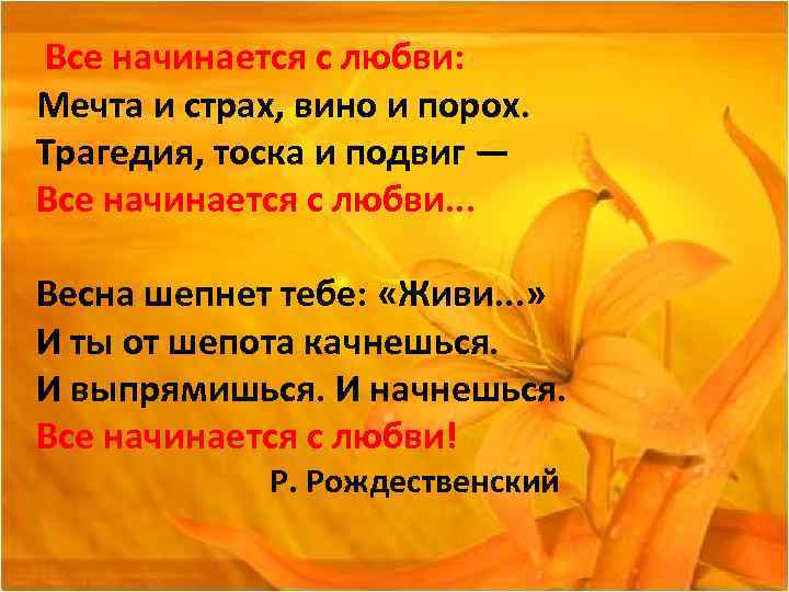  Все начинается с любви: Мечта и страх, вино и порох. Трагедия, тоска и