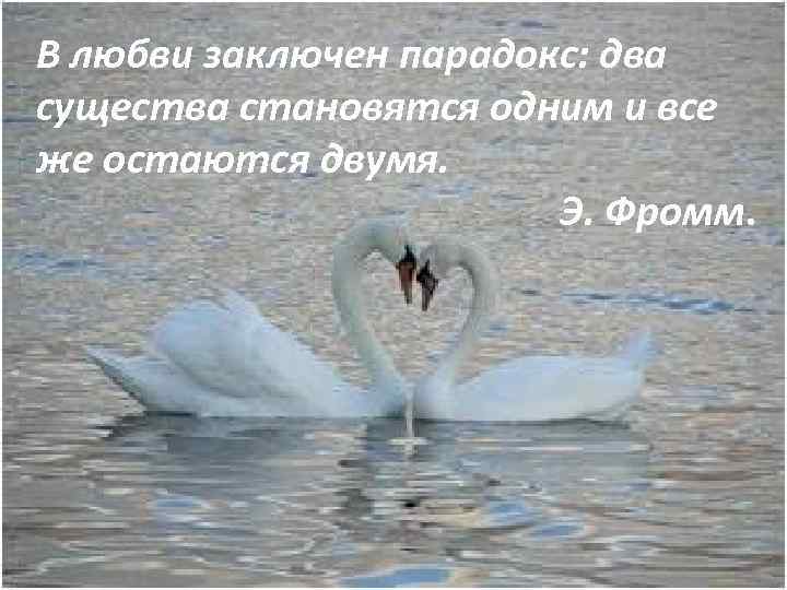В любви заключен парадокс: два существа становятся одним и все же остаются двумя. Э.