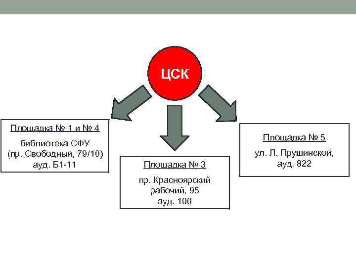 ЦСК Площадка № 1 и № 4 библиотека СФУ (пр. Свободный, 79/10) ауд. Б