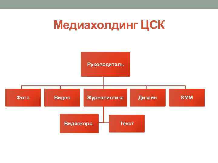 Медиахолдинг ЦСК Руководитель Фото Видео Журналистика Видеокорр. Текст Дизайн SMM 