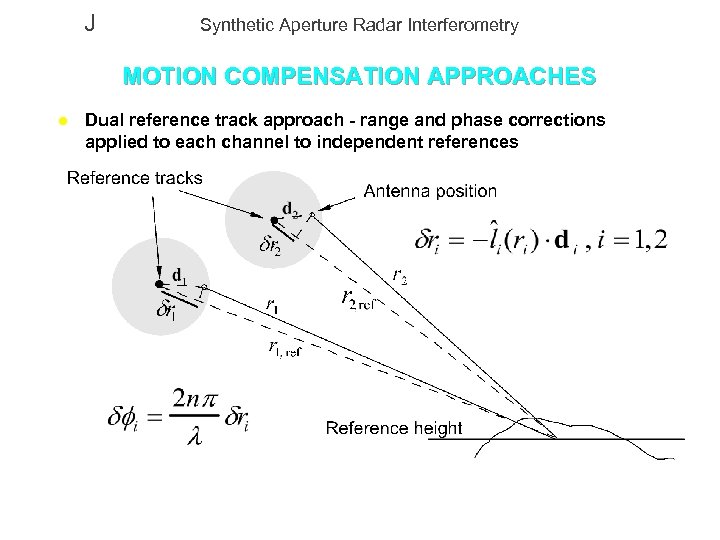 J Synthetic Aperture Radar Interferometry MOTION COMPENSATION APPROACHES l Dual reference track approach -