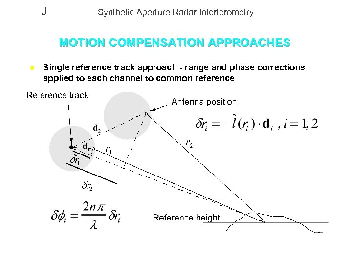 J Synthetic Aperture Radar Interferometry MOTION COMPENSATION APPROACHES l Single reference track approach -