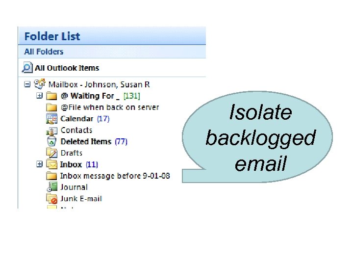 Isolate backlogged email 