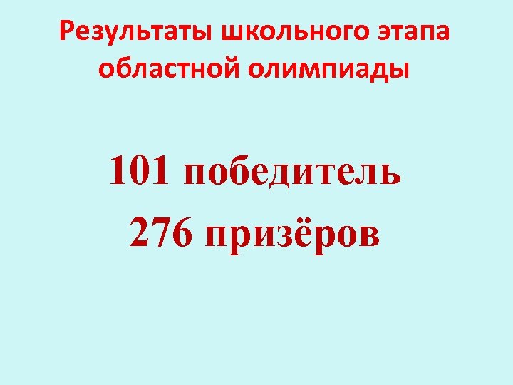Результаты школьного этапа областной олимпиады 101 победитель 276 призёров 