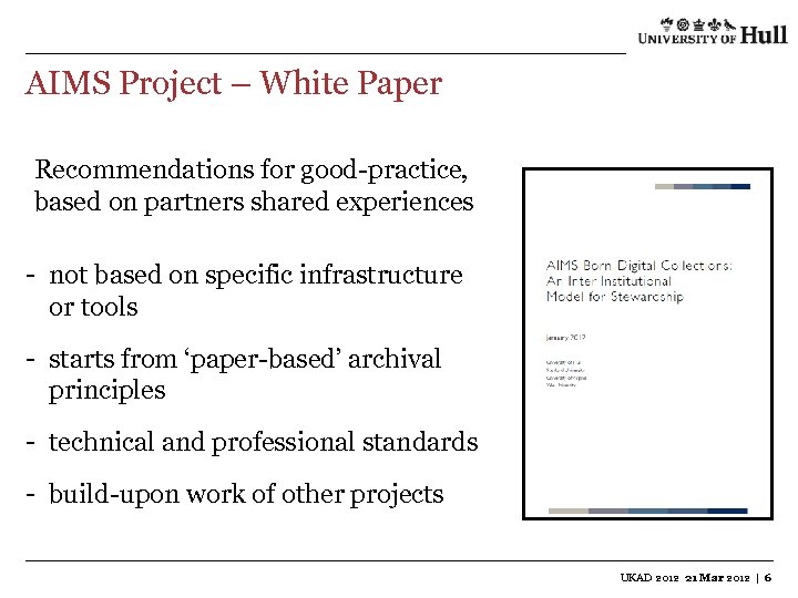 AIMS Project – White Paper Recommendations for good-practice, based on partners shared experiences -