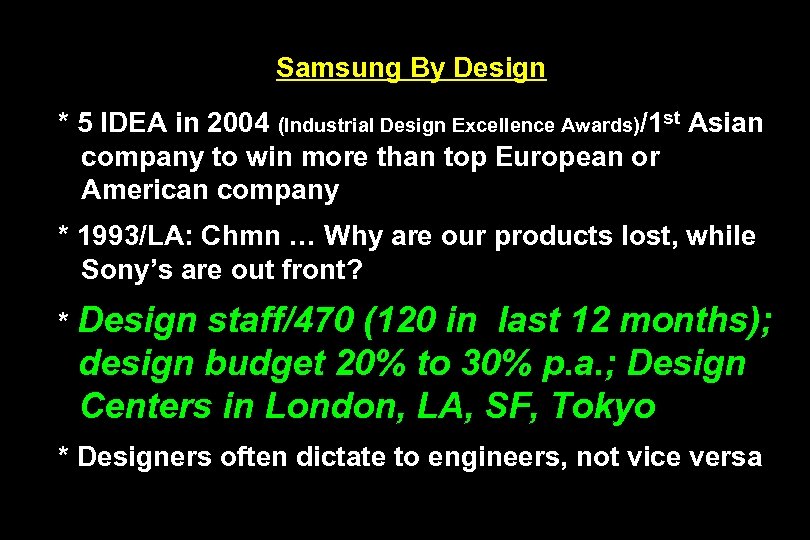 Samsung By Design * 5 IDEA in 2004 (Industrial Design Excellence Awards)/1 st Asian