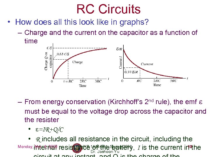 RC Circuits • How does all this look like in graphs? – Charge and