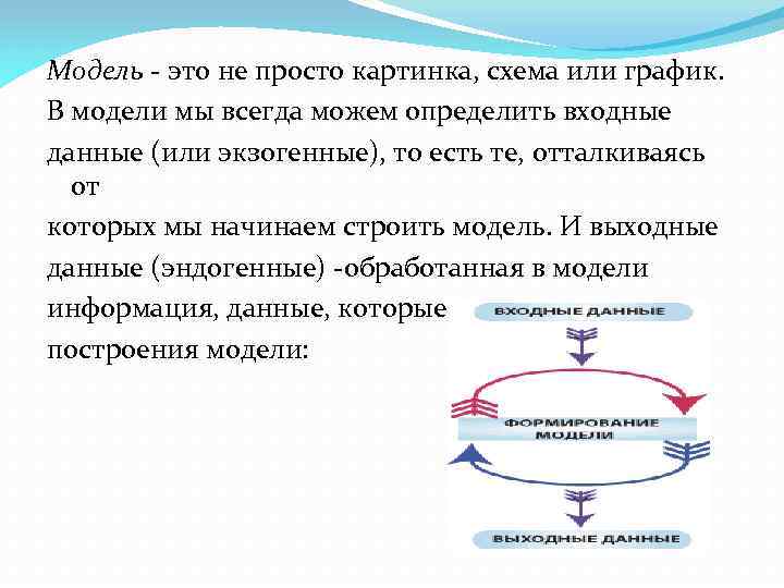 Модель - это не просто картинка, схема или график. В модели мы всегда можем