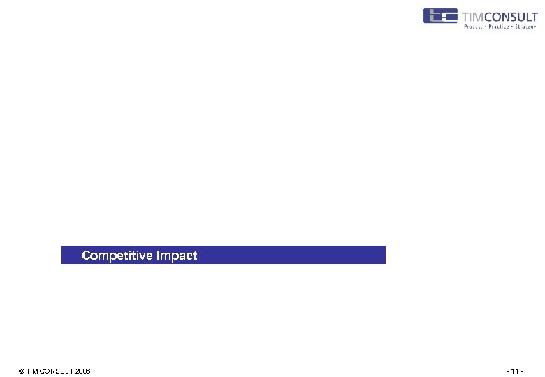 Competitive Impact © TIM CONSULT 2006 - 11 - 