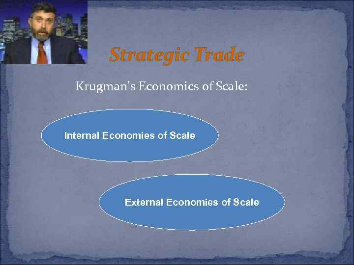 Strategic Trade Krugman’s Economics of Scale: Internal Economies of Scale External Economies of Scale