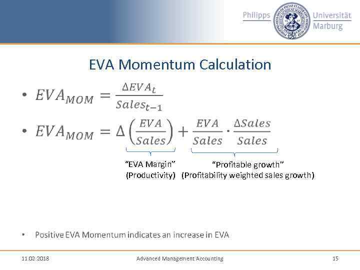EVA Momentum Calculation • “EVA Margin” “Profitable growth” (Productivity) (Profitability weighted sales growth) 11.