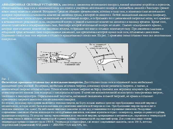АВИАЦИОННАЯ СИЛОВАЯ УСТАНОВКА, двигатель и движитель летательного аппарата, единый комплекс устройств и агрегатов, обеспечивающих