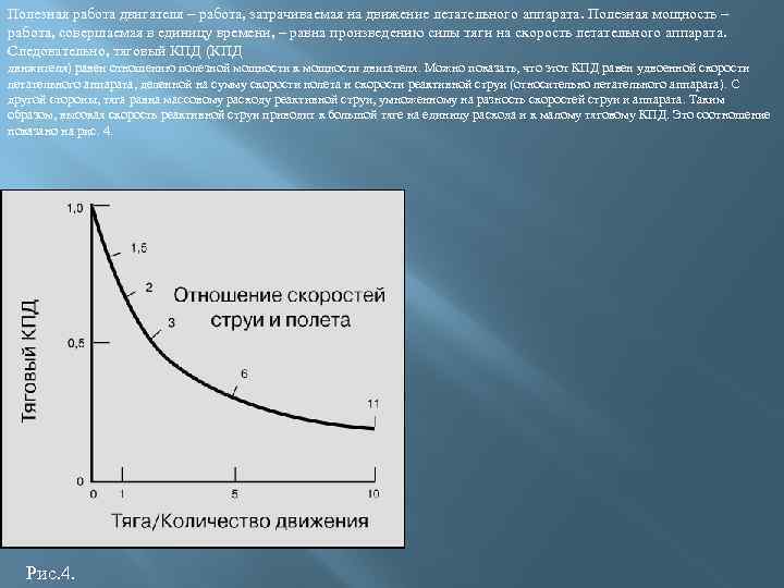 Полезная работа двигателя – работа, затрачиваемая на движение летательного аппарата. Полезная мощность – работа,