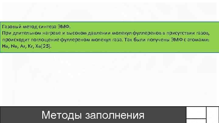 Газовый метод синтеза ЭМФ. При длительном нагреве и высоком давлении молекул фуллеренов в присутствии