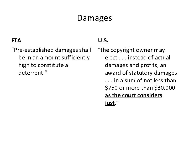 Damages FTA U. S. “Pre-established damages shall “the copyright owner may be in an