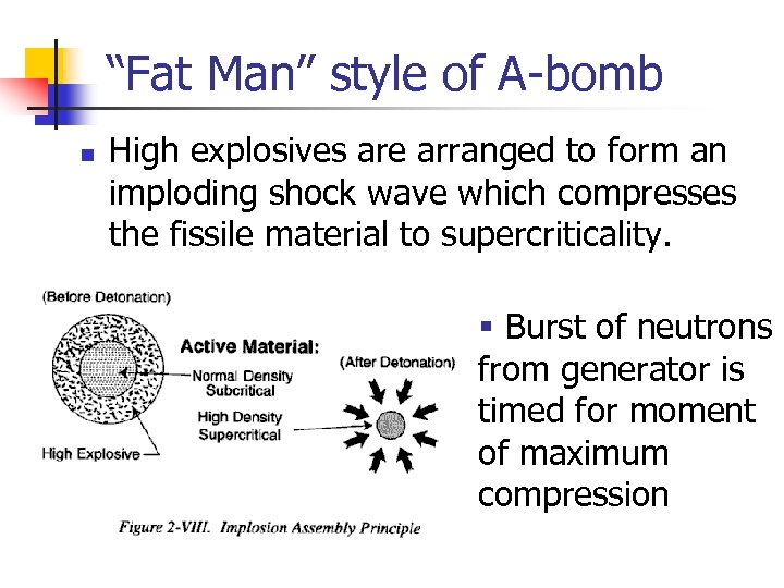 “Fat Man” style of A-bomb n High explosives are arranged to form an imploding