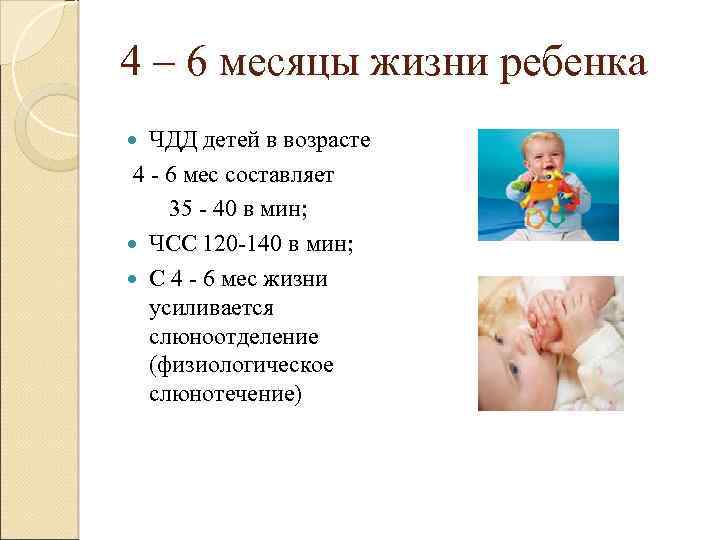 4 – 6 месяцы жизни ребенка ЧДД детей в возрасте 4 - 6 мес