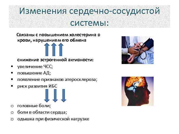 Изменения сердечно-сосудистой системы: Связаны с повышением холестерина в крови, нарушением его обмена § §
