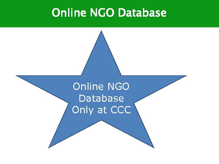 Online NGO Database Only at CCC 