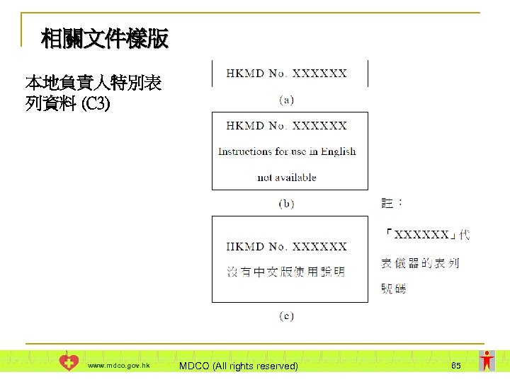 相關文件樣版 本地負責人特別表 列資料 (C 3) www. mdco. gov. hk MDCO (All rights reserved) 65