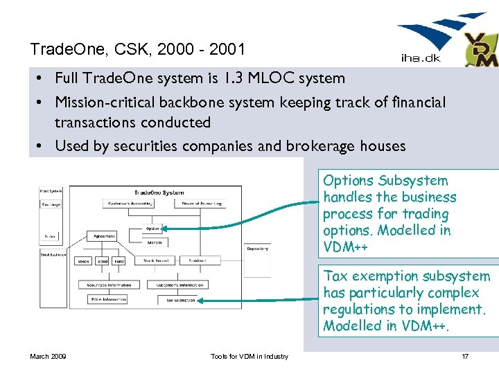 Trade. One, CSK, 2000 - 2001 • Full Trade. One system is 1. 3